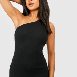 Petite - Robe Longue Asymétrique Côtelée Premium 9 Petite - Robe Longue Asymétrique Côtelée Premium -Pas Cher Vêtue Diva Magasin gzz52030 black xl 3