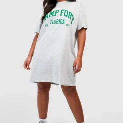 Grande Taille - Robe T-shirt à Slogan -Pas Cher Vêtue Diva Magasin gzz52057 grey20marl xl 2