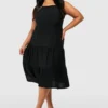 Grande Taille - Robe Mi-longue Texturée à Volants étagés 1 Grande Taille - Robe Mi-longue Texturée à Volants étagés -Pas Cher Vêtue Diva Magasin gzz52085 black xl scaled
