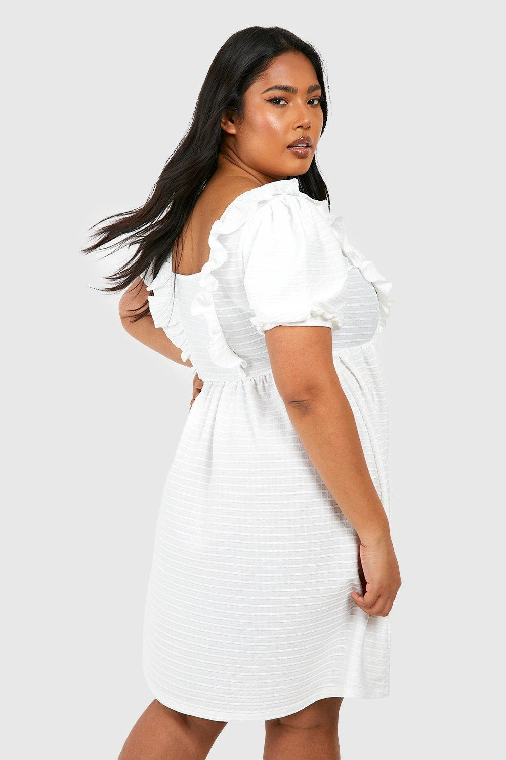 Grande Taille - Robe Patineuse Texturée à Col Carré 4 Grande Taille - Robe Patineuse Texturée à Col Carré – Image 2