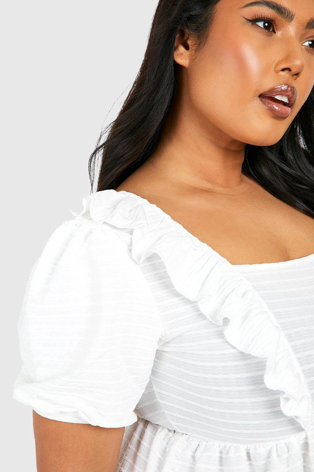 Grande Taille - Robe Patineuse Texturée à Col Carré 6 Grande Taille - Robe Patineuse Texturée à Col Carré – Image 4