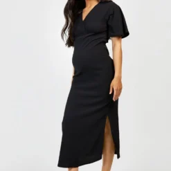 Maternité - Robe De Grossesse Texturée à Manches Larges 8 Maternité - Robe De Grossesse Texturée à Manches Larges -Pas Cher Vêtue Diva Magasin gzz52093 black xl 2