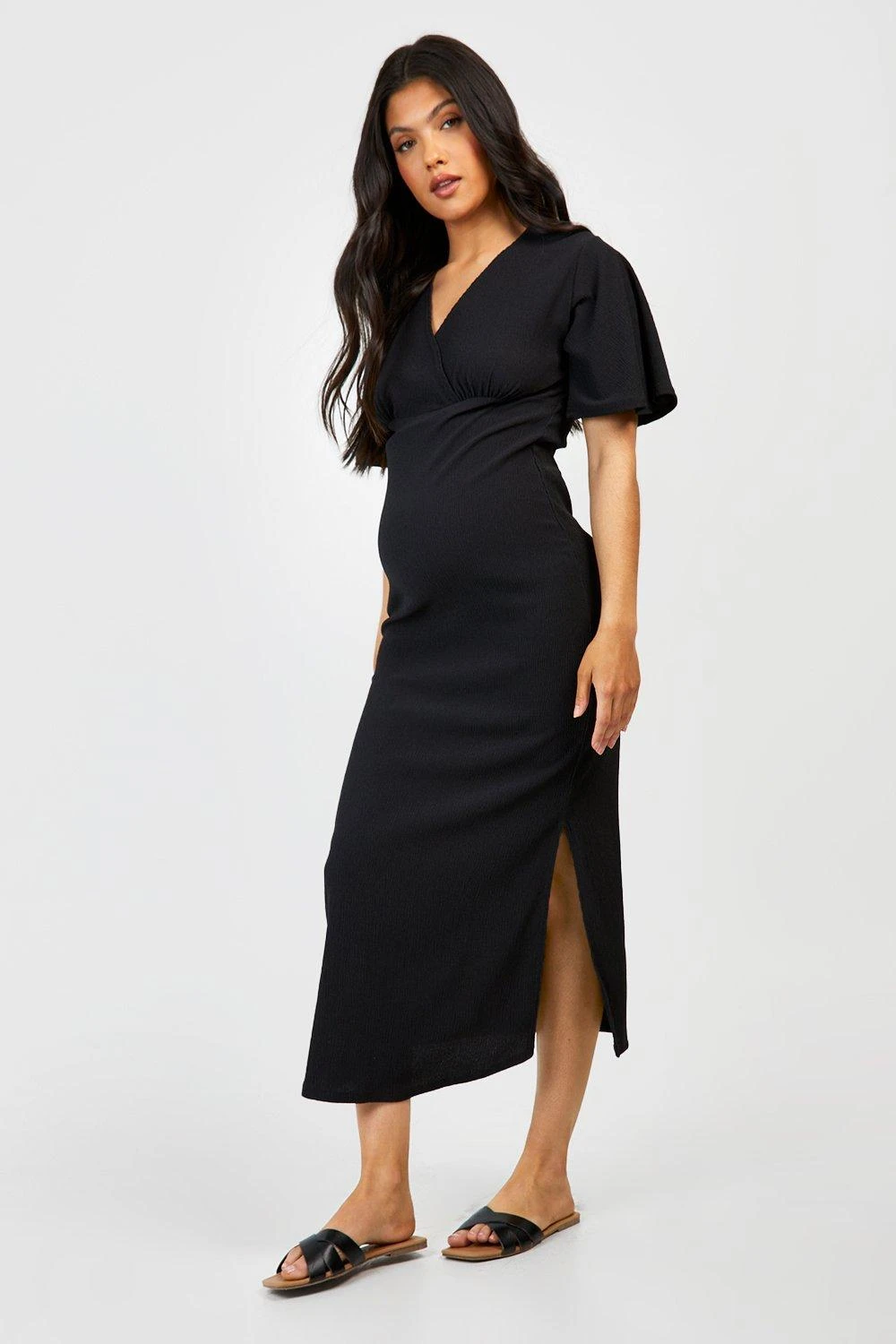 Maternité - Robe De Grossesse Texturée à Manches Larges 5 Maternité - Robe De Grossesse Texturée à Manches Larges – Image 3