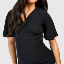 Maternité - Robe De Grossesse Texturée à Manches Larges 9 Maternité - Robe De Grossesse Texturée à Manches Larges -Pas Cher Vêtue Diva Magasin gzz52093 black xl 3