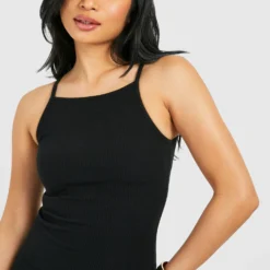 Petite - Robe Longue Côtelée à Col Carré -Pas Cher Vêtue Diva Magasin gzz52137 black xl 3 scaled