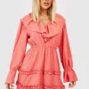 Robe D’été Texturée à Volants -Pas Cher Vêtue Diva Magasin gzz52163 coral xl