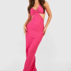 Robe Longue Imprimée Découpée -Pas Cher Vêtue Diva Magasin gzz52208 fuchsia xl 2