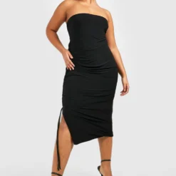 Grande Taille - Robe Fendue Froncée -Pas Cher Vêtue Diva Magasin gzz52246 black xl 3