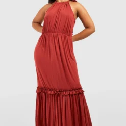 Grande Taille - Robe Longue Dos Nu à Volants 8 Grande Taille - Robe Longue Dos Nu à Volants -Pas Cher Vêtue Diva Magasin gzz52249 rust xl 2