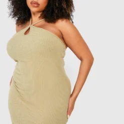 Grande Taille - Robe Longue Côtelée à Bretelles -Pas Cher Vêtue Diva Magasin gzz52260 sage xl 2