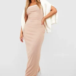 Grande Taille - Robe Longue à Col Contrastant -Pas Cher Vêtue Diva Magasin gzz52261 stone xl 2