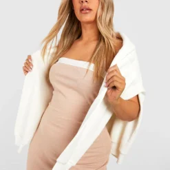 Grande Taille - Robe Longue à Col Contrastant -Pas Cher Vêtue Diva Magasin gzz52261 stone xl 3