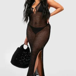 Grande Taille - Robe Longue Dos Nu En Crochet