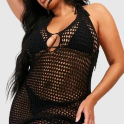 Grande Taille - Robe Longue Dos Nu En Crochet -Pas Cher Vêtue Diva Magasin gzz52275 black xl 3