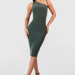 Robe Mi-longue à épaules Tombantes -Pas Cher Vêtue Diva Magasin gzz52286 khaki xl 2