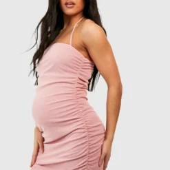Maternité - Robe De Grossesse Froncée En Mesh -Pas Cher Vêtue Diva Magasin gzz52413 blush xl 3 scaled