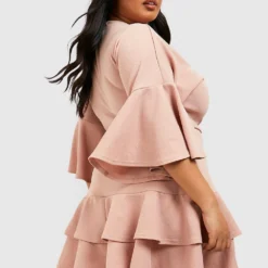 Grande Taille - Robe Patineuse Ceinturée à Volants 7 Grande Taille - Robe Patineuse Ceinturée à Volants -Pas Cher Vêtue Diva Magasin gzz52415 stone xl 1