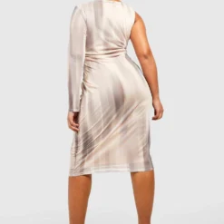 Grande Taille - Robe Mi-longue En Mesh à Imprimé Abstrait 7 Grande Taille - Robe Mi-longue En Mesh à Imprimé Abstrait -Pas Cher Vêtue Diva Magasin gzz52535 grey xl 1