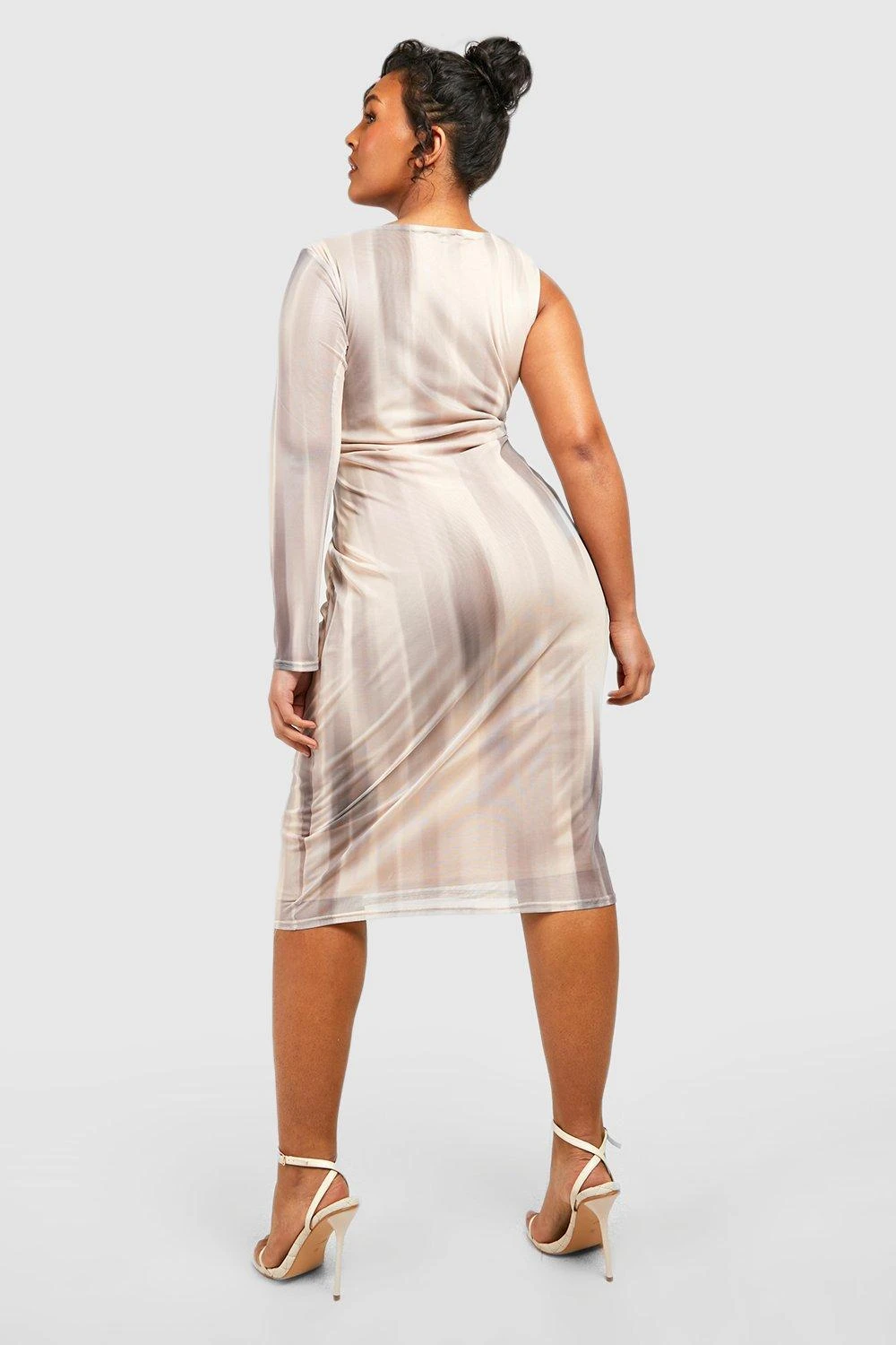 Grande Taille - Robe Mi-longue En Mesh à Imprimé Abstrait 4 Grande Taille - Robe Mi-longue En Mesh à Imprimé Abstrait – Image 2