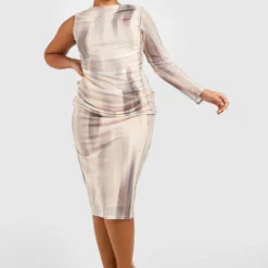 Grande Taille - Robe Mi-longue En Mesh à Imprimé Abstrait 8 Grande Taille - Robe Mi-longue En Mesh à Imprimé Abstrait -Pas Cher Vêtue Diva Magasin gzz52535 grey xl 2