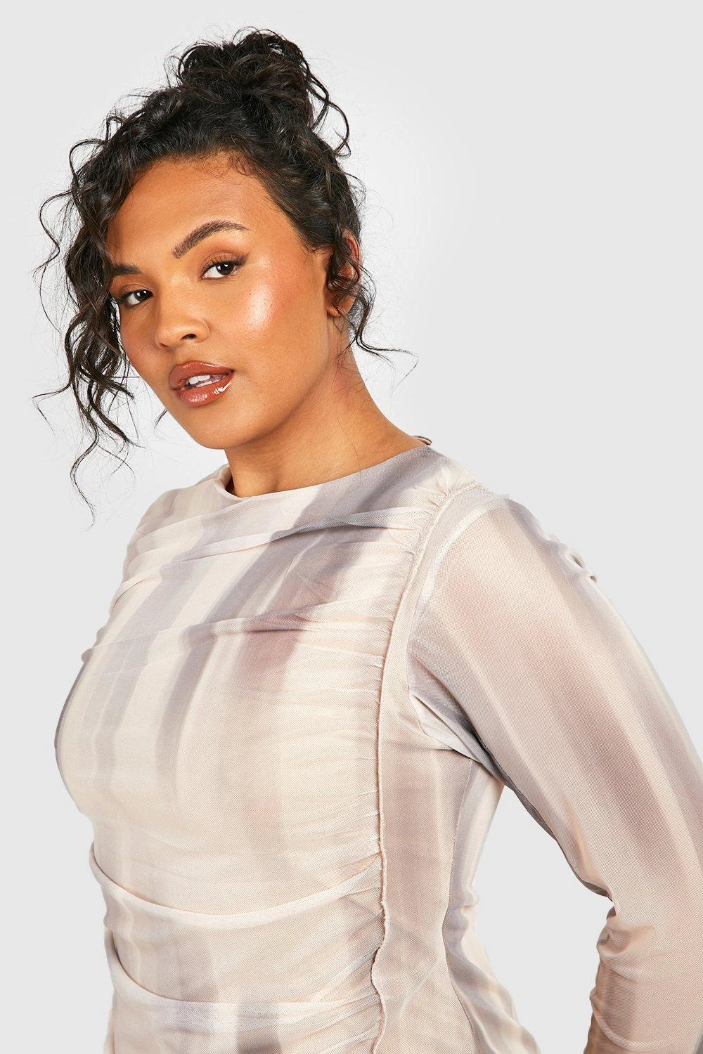 Grande Taille - Robe Mi-longue En Mesh à Imprimé Abstrait 6 Grande Taille - Robe Mi-longue En Mesh à Imprimé Abstrait – Image 4