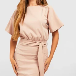 Robe Mi Longue Nouée à Col Bateau -Pas Cher Vêtue Diva Magasin gzz52574 stone xl 2