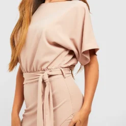 Robe Mi Longue Nouée à Col Bateau -Pas Cher Vêtue Diva Magasin gzz52574 stone xl 3