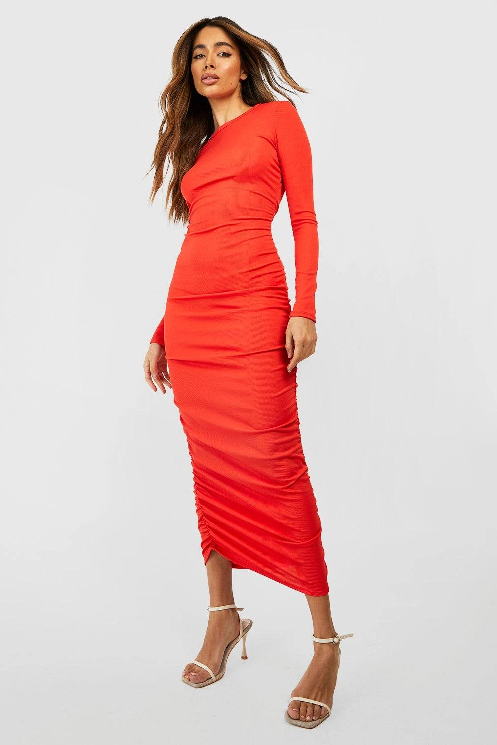 Robe Mi-longue Côtelée Froncée 5 Robe Mi-longue Côtelée Froncée – Image 3