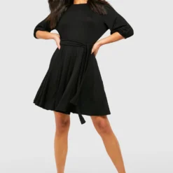 Petite - Robe Patineuse à Ceinture -Pas Cher Vêtue Diva Magasin gzz52655 black xl 2 scaled