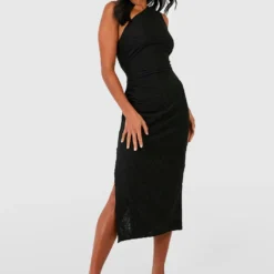 Petite - Robe Asymétrique Texturée -Pas Cher Vêtue Diva Magasin gzz52657 black xl 2