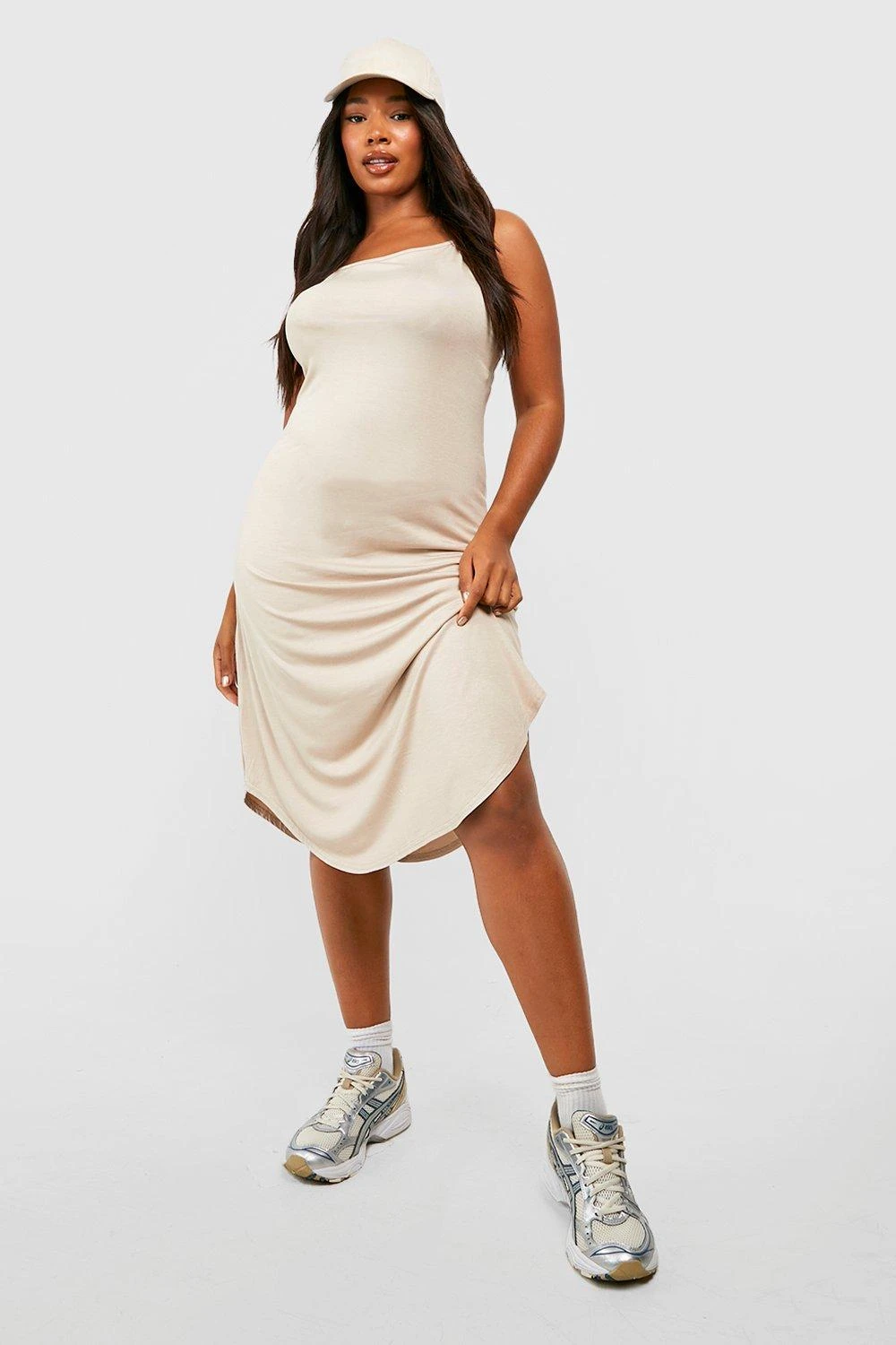 Grande Taille - Robe Mi-longue En Jersey à Bretelles 3 Grande Taille - Robe Mi-longue En Jersey à Bretelles