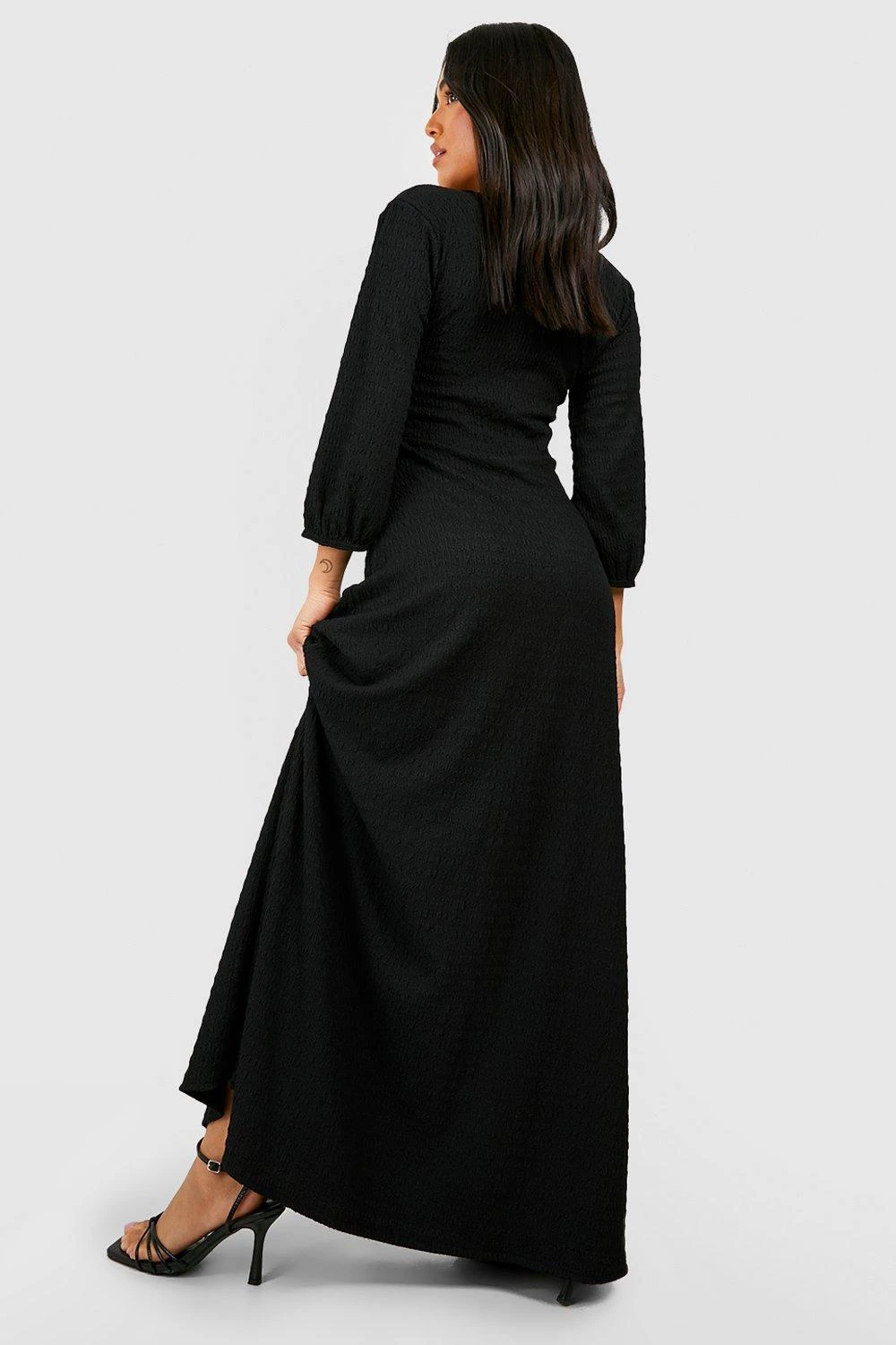 Petite - Robe Longue Texturée à Manches Bouffantes 4 Petite - Robe Longue Texturée à Manches Bouffantes – Image 2