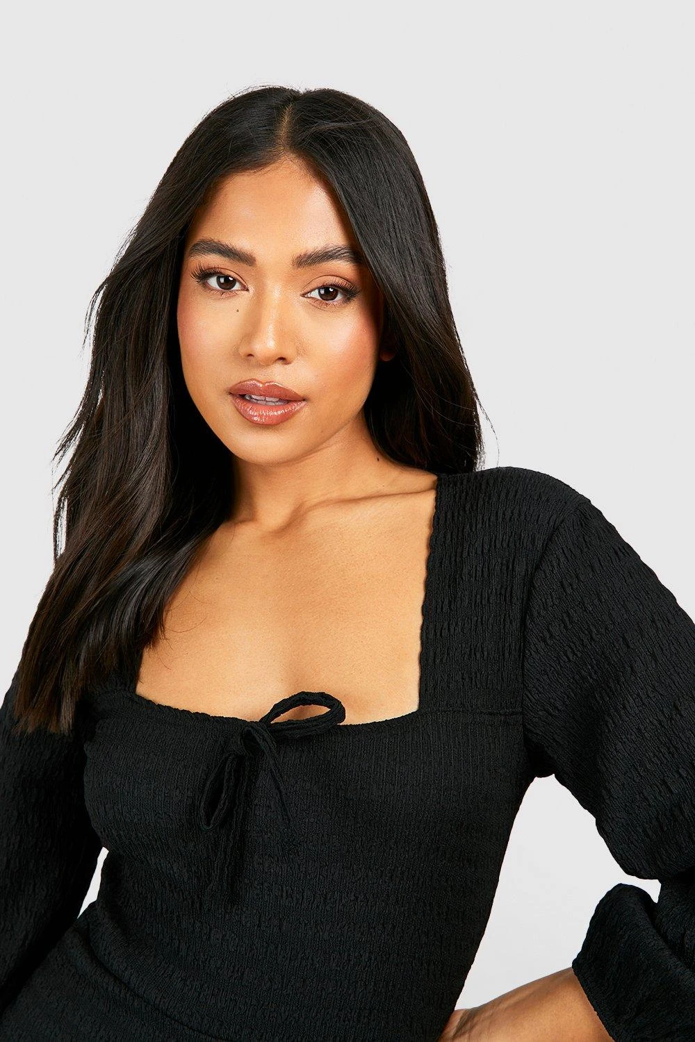 Petite - Robe Longue Texturée à Manches Bouffantes 6 Petite - Robe Longue Texturée à Manches Bouffantes – Image 4