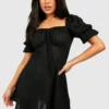 Petite - Robe Patineuse Texturée à Manches Bouffantes -Pas Cher Vêtue Diva Magasin gzz52901 black xl scaled