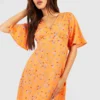 Robe Courte Fleurie -Pas Cher Vêtue Diva Magasin gzz53053 orange xl