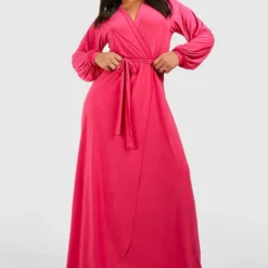 Grande Taille - Robe Portefeuille Soyeuse -Pas Cher Vêtue Diva Magasin gzz53135 hot20pink xl 2