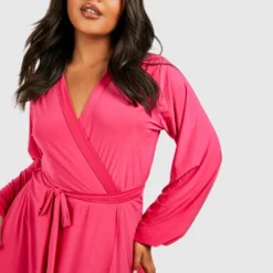Grande Taille - Robe Portefeuille Soyeuse -Pas Cher Vêtue Diva Magasin gzz53135 hot20pink xl 3