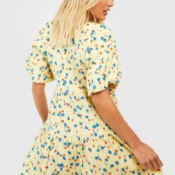 Robe Babydoll Fleurie -Pas Cher Vêtue Diva Magasin gzz53189 yellow xl 1