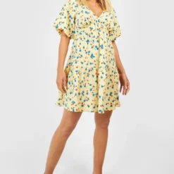 Robe Babydoll Fleurie -Pas Cher Vêtue Diva Magasin gzz53189 yellow xl 2