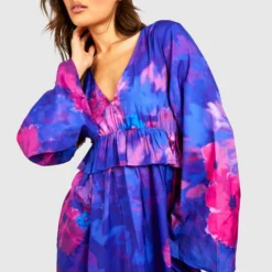 Robe Mi-longue Fleurie à Volants -Pas Cher Vêtue Diva Magasin gzz53196 purple xl 3 scaled