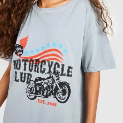 Robe T-shirt Oversize à Imprimé Moto 9 Robe T-shirt Oversize à Imprimé Moto -Pas Cher Vêtue Diva Magasin gzz53221 grey xl 3