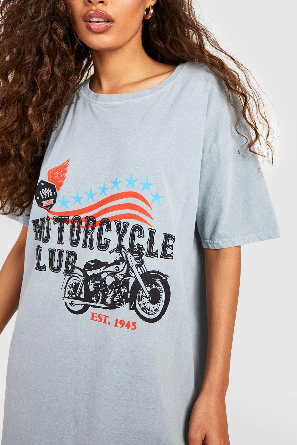 Robe T-shirt Oversize à Imprimé Moto 6 Robe T-shirt Oversize à Imprimé Moto – Image 4