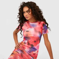 Robe Fleurie En Mesh -Pas Cher Vêtue Diva Magasin gzz53242 pink xl 2