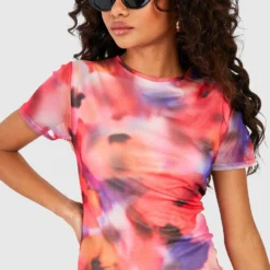 Robe Fleurie En Mesh -Pas Cher Vêtue Diva Magasin gzz53242 pink xl 3