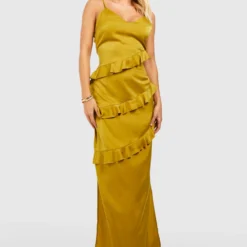 Robe Longue Satinée à Volants 8 Robe Longue Satinée à Volants -Pas Cher Vêtue Diva Magasin gzz53332 chartreuse xl 2 scaled