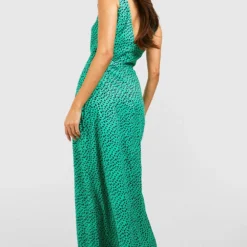 Robe Longue Imprimée Froncée -Pas Cher Vêtue Diva Magasin gzz53343 green xl 1