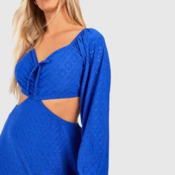 Grande Taille - Robe Longue Froncée Brodée -Pas Cher Vêtue Diva Magasin gzz53392 cobalt xl 3