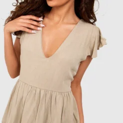 Robe En Lin à Volants étagés -Pas Cher Vêtue Diva Magasin gzz53448 stone xl 3