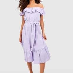 Robe Mi-longue En Lin à Volants -Pas Cher Vêtue Diva Magasin gzz53452 lilac xl 2 scaled