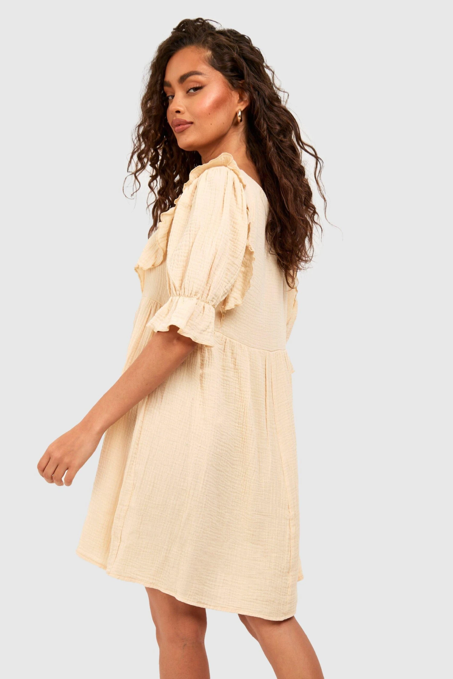 Robe Texturée En Coton à Volants 4 Robe Texturée En Coton à Volants – Image 2